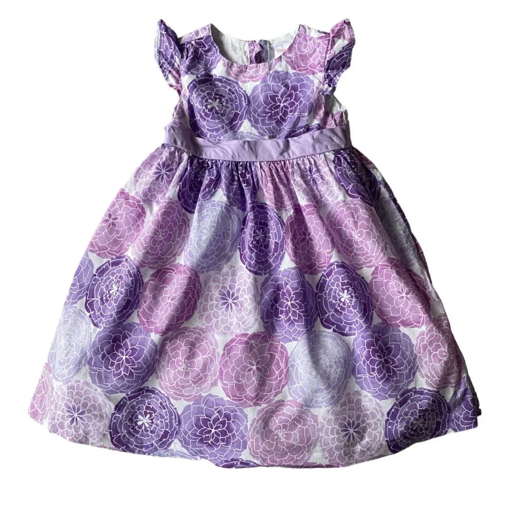 Gymboree girls 18-24 months pink purple floral fully lined dress with tulle